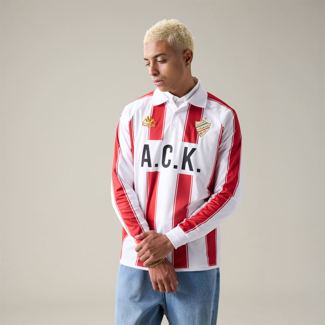 White and Red Men's Football Polo Shirt for Active Lifestyle 01