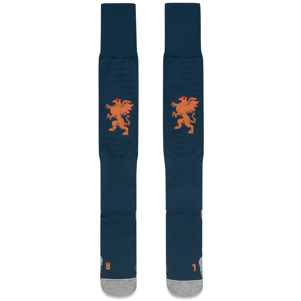 Blue and Orange Men's Knee High Socks with Jacquard Details 02