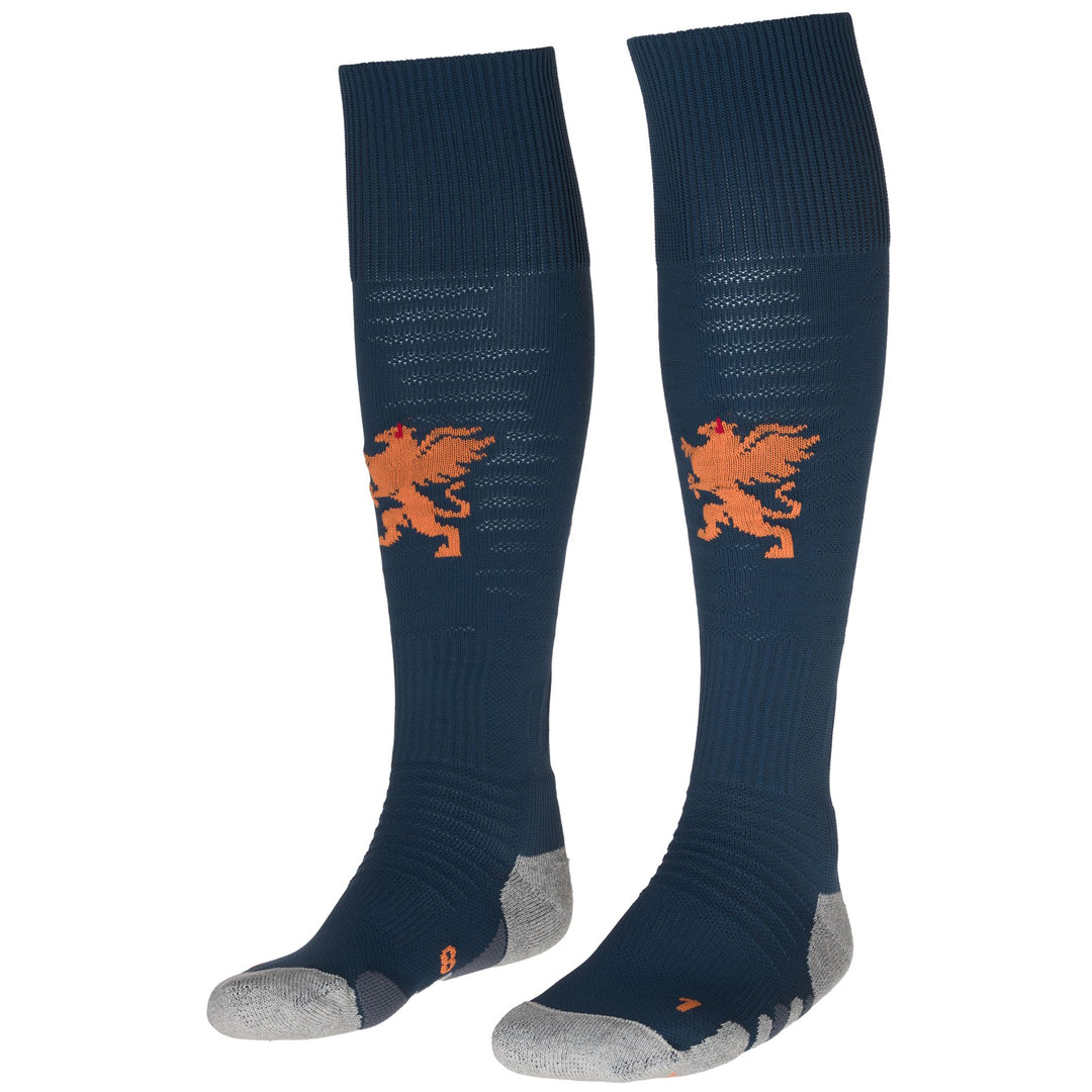 Blue and Orange Men's Knee High Socks with Jacquard Details 01