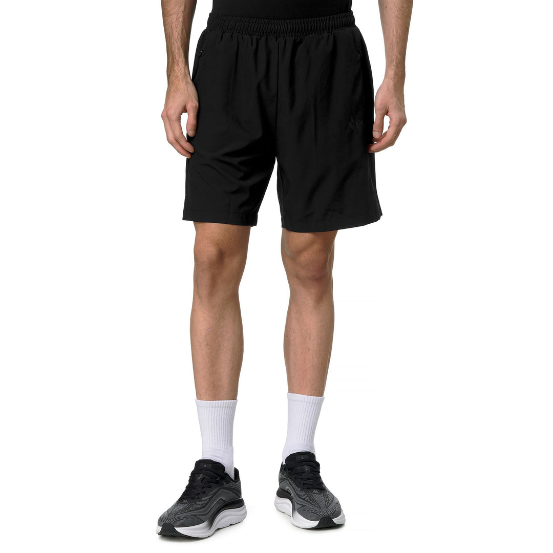 Men's Black Slim Fit Training Shorts in Woven Stretch Fabric 01