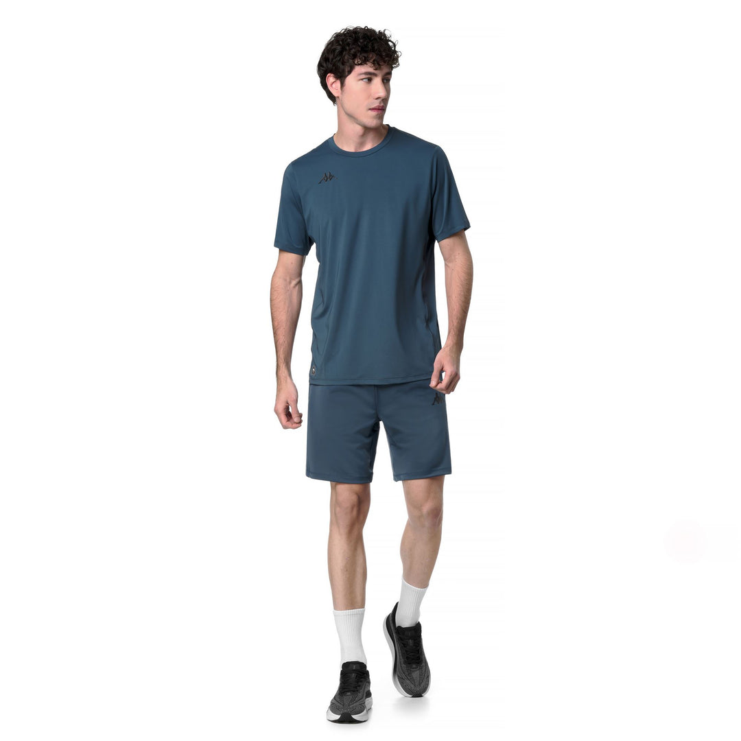 Blue Men's Slim Fit Sports Shorts in Woven Stretch Fabric main