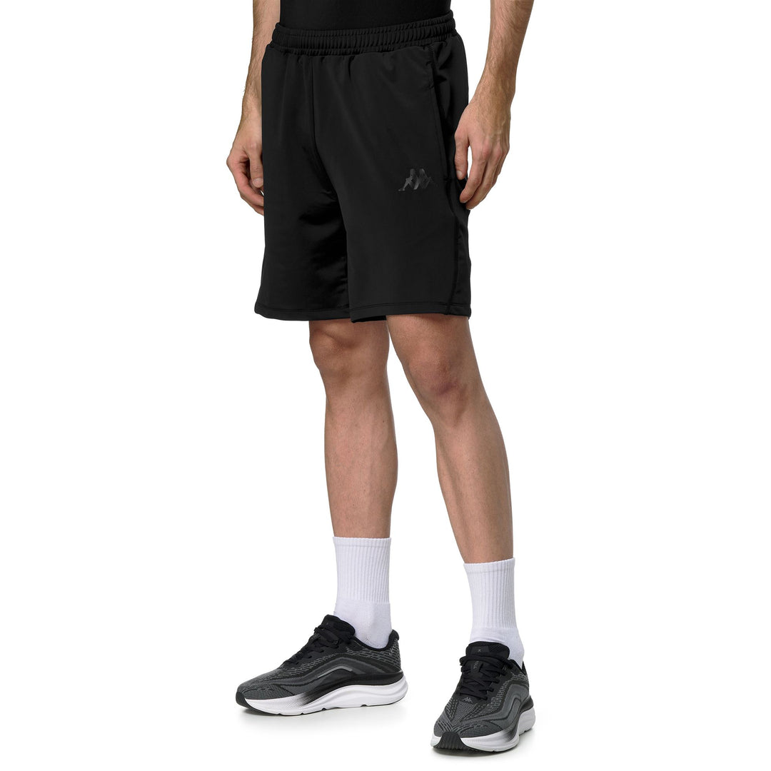 Pantalones cortos deportivos negros de punto técnico para hombre con cintura elástica main