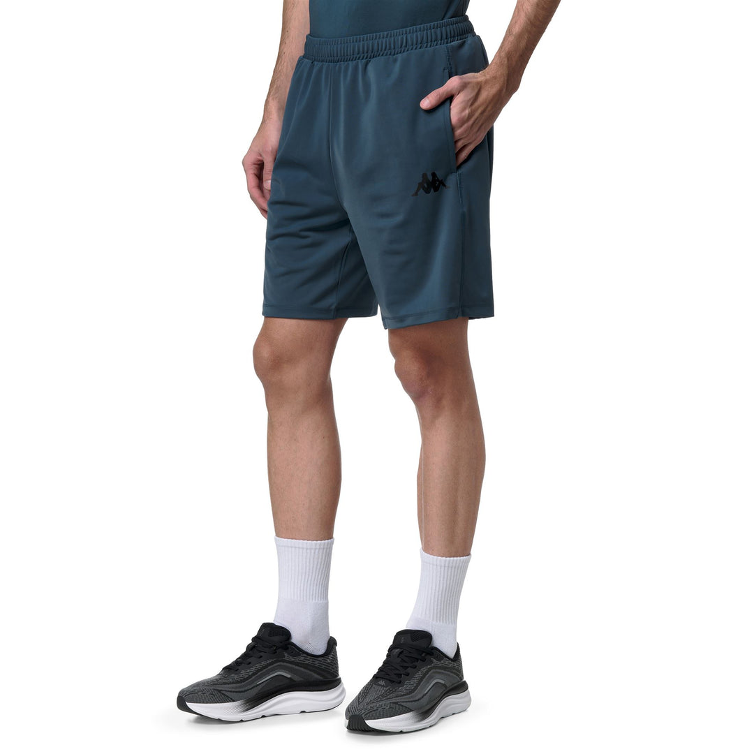 Short de sport bleu pour homme, coupe classique, en jersey technique main