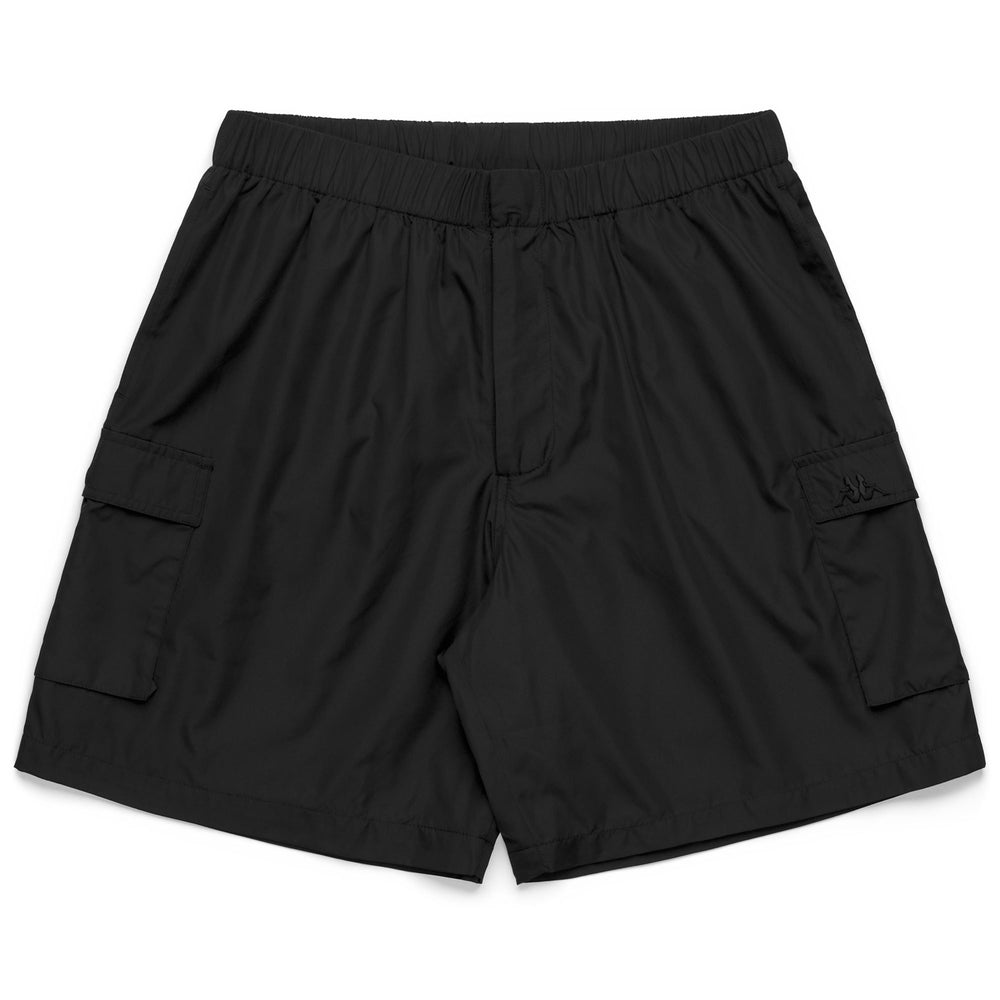 Pantaloncini sportivi da uomo neri, vestibilità comoda con elastico in vita. 02