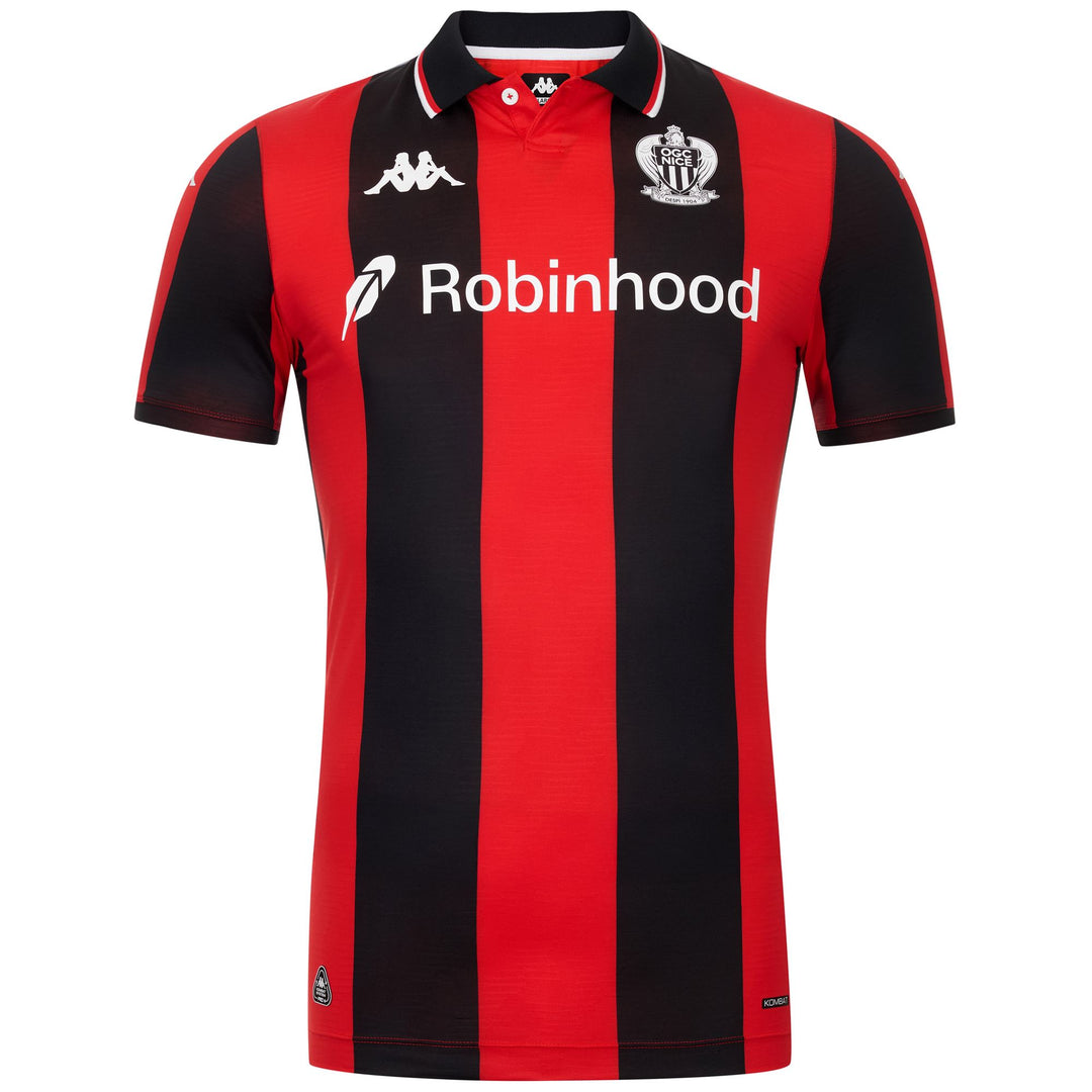 Red Men's Active Jersey Shirt with Slim Fit and Sponsors 01