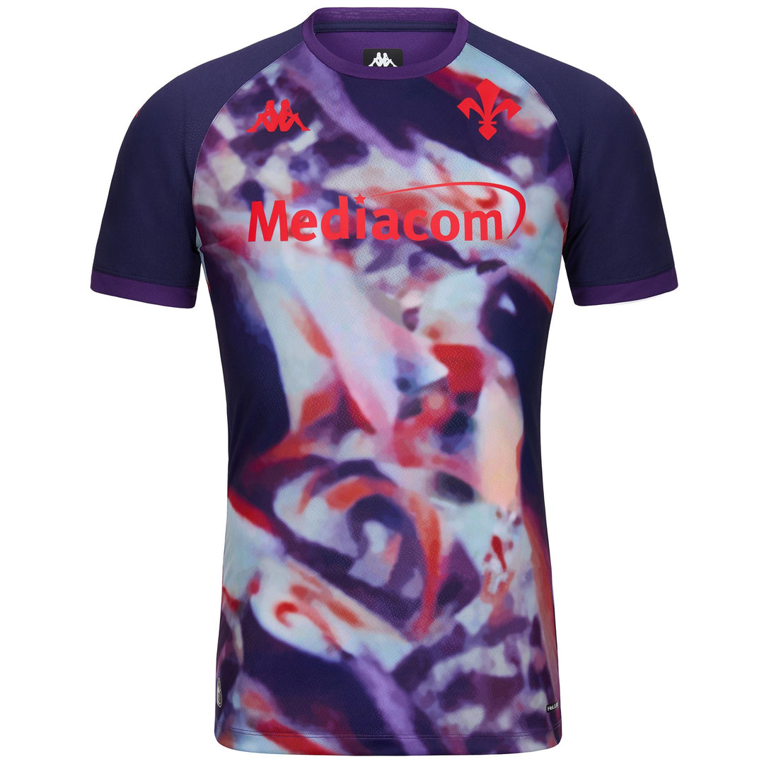 Maillot de football ACF Fiorentina bleu pour homme, coupe ajustée, avant-match 01