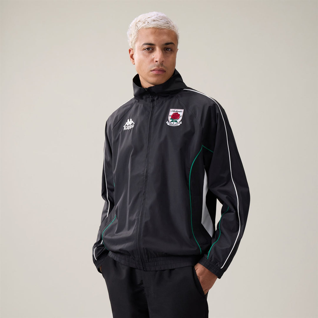 Black Men's Oversized Fleece Track Top with Contrast Inserts 01