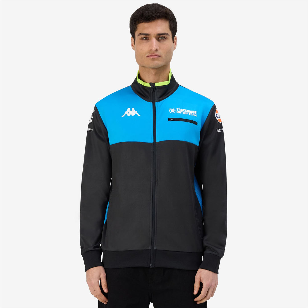 Grey Blue Men's Motorcycling Fleece Jacket with Zip Pockets main