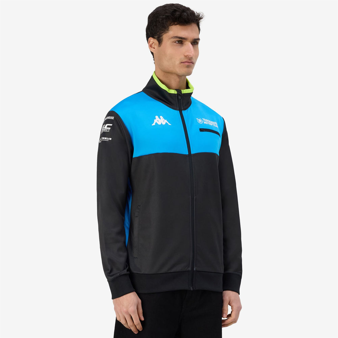 Grey Blue Men's Motorcycling Fleece Jacket with Zip Pockets main