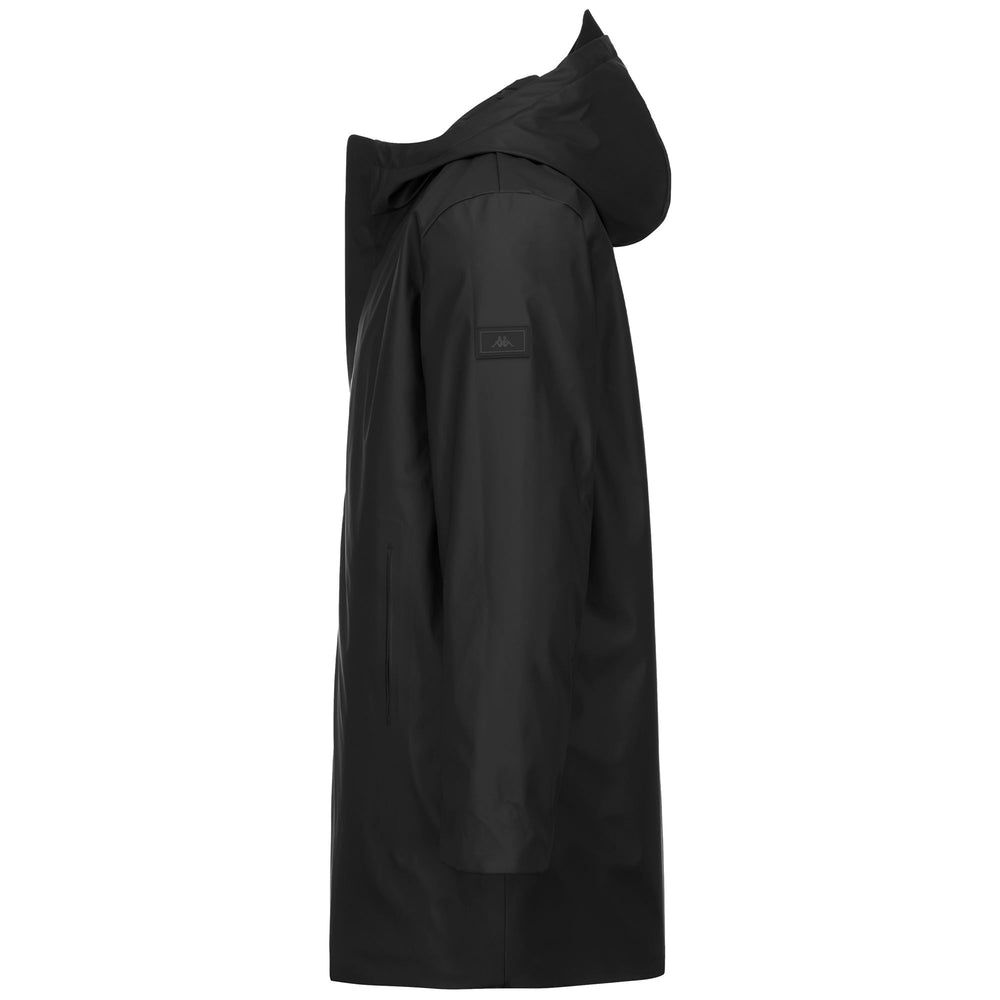 Veste longue imperméable noire pour homme avec isolation en polyfill 02