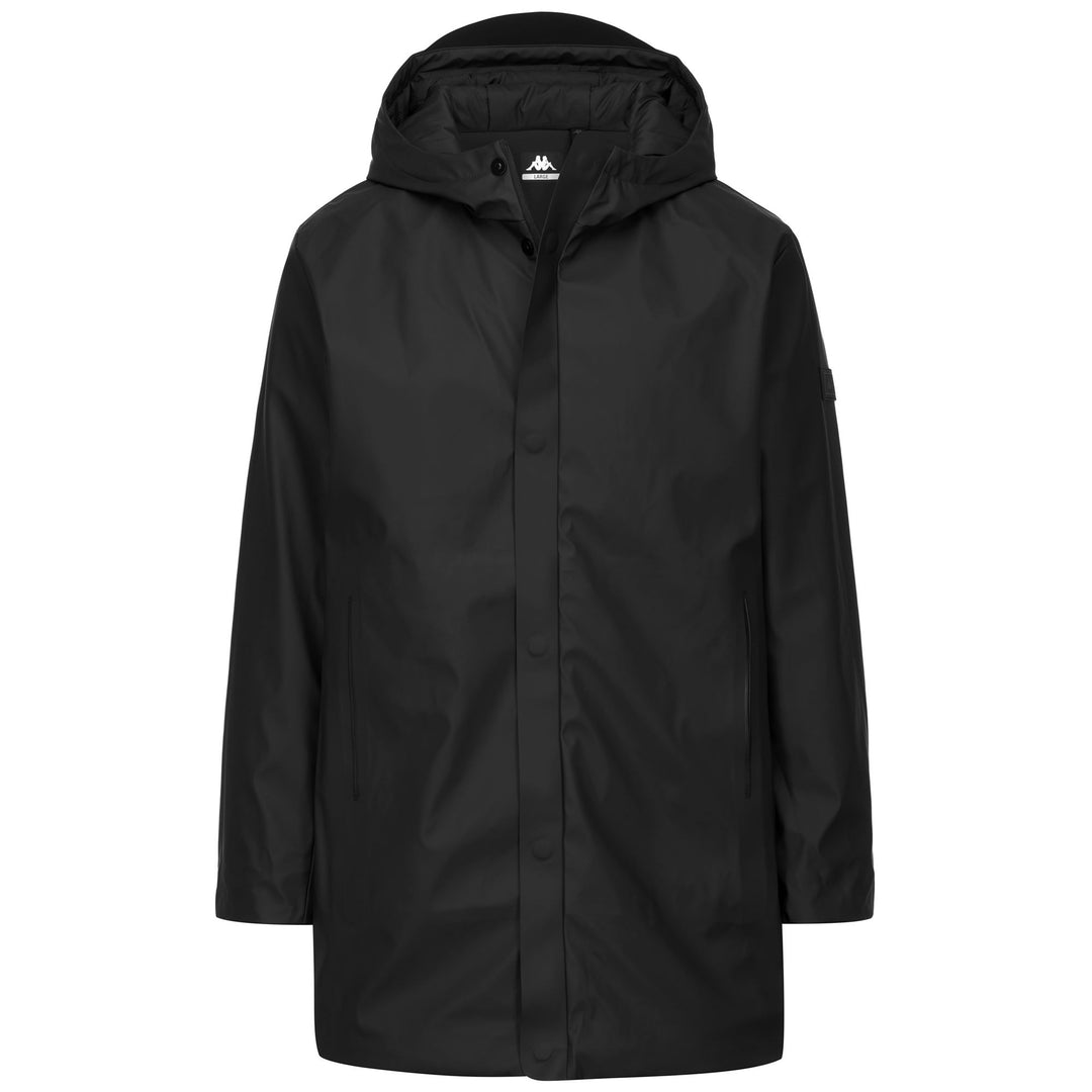 Veste longue imperméable noire pour homme avec isolation en polyfill 01