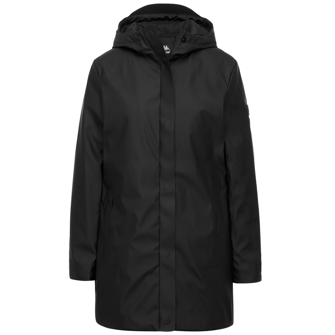 Veste longue imperméable noire pour femme avec isolation légère 01