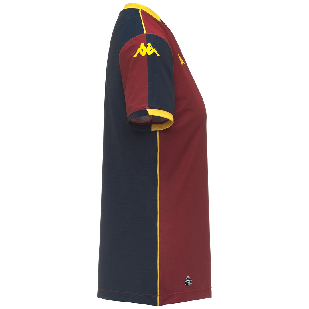 Maillot de football rouge Genoa pour femme en tissu jacquard recyclé main