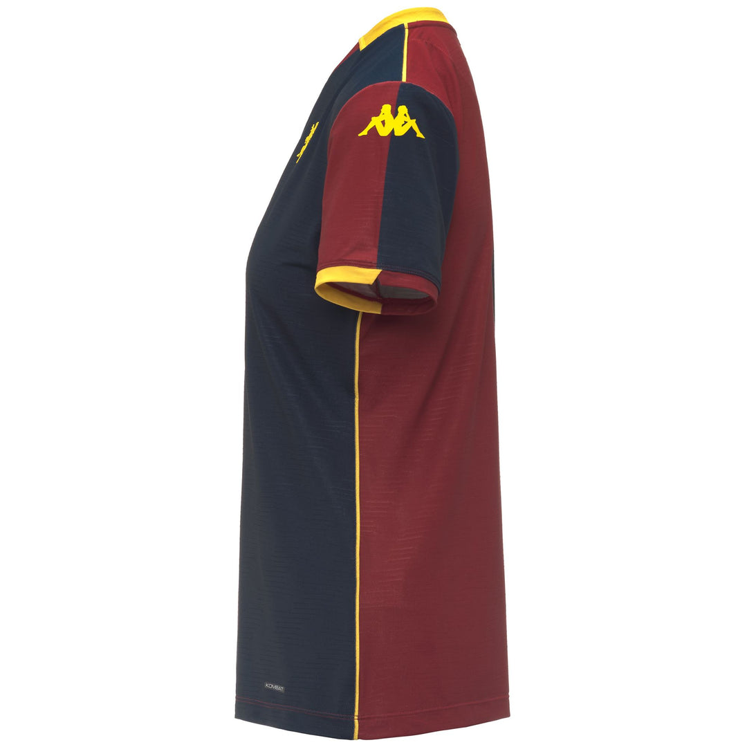 Maillot de football rouge Genoa pour femme en tissu jacquard recyclé main