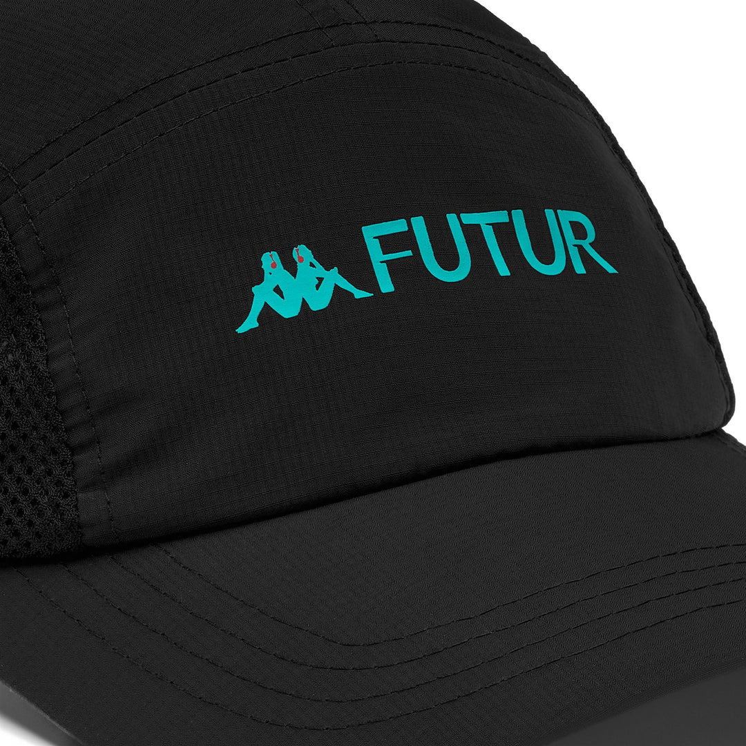 Casquette de sport unisexe noire avec empiècements latéraux en mesh main