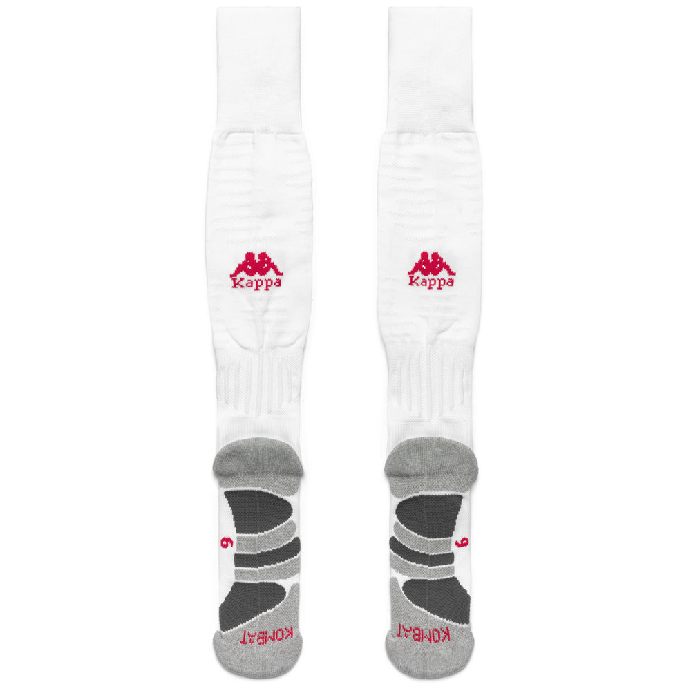 Chaussettes hautes pour hommes blanches et rouges en mélange de polyamide 02