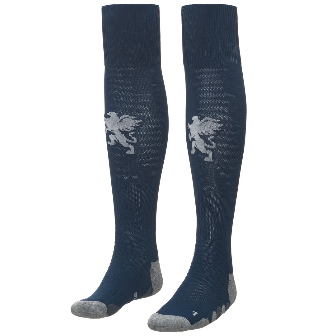 Chaussettes de football montantes Genoa bleues pour hommes, avec amorti maximal 01
