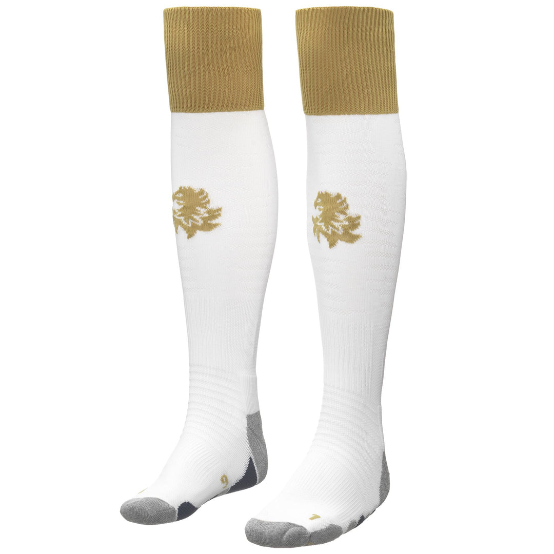 Calcetines de fútbol blancos hasta la rodilla con amortiguación del Genoa para hombre 01