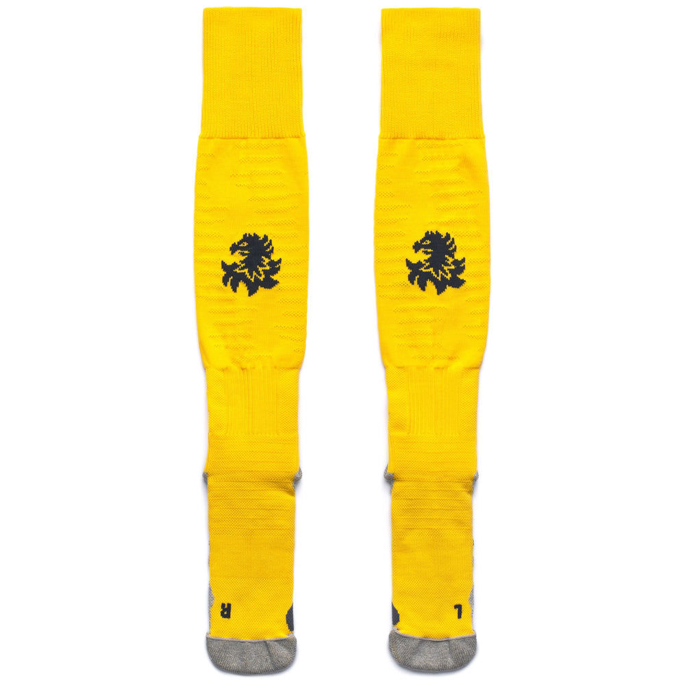 Calcetines de juego hasta la rodilla para hombre en color amarillo con amortiguación anatómica. 02