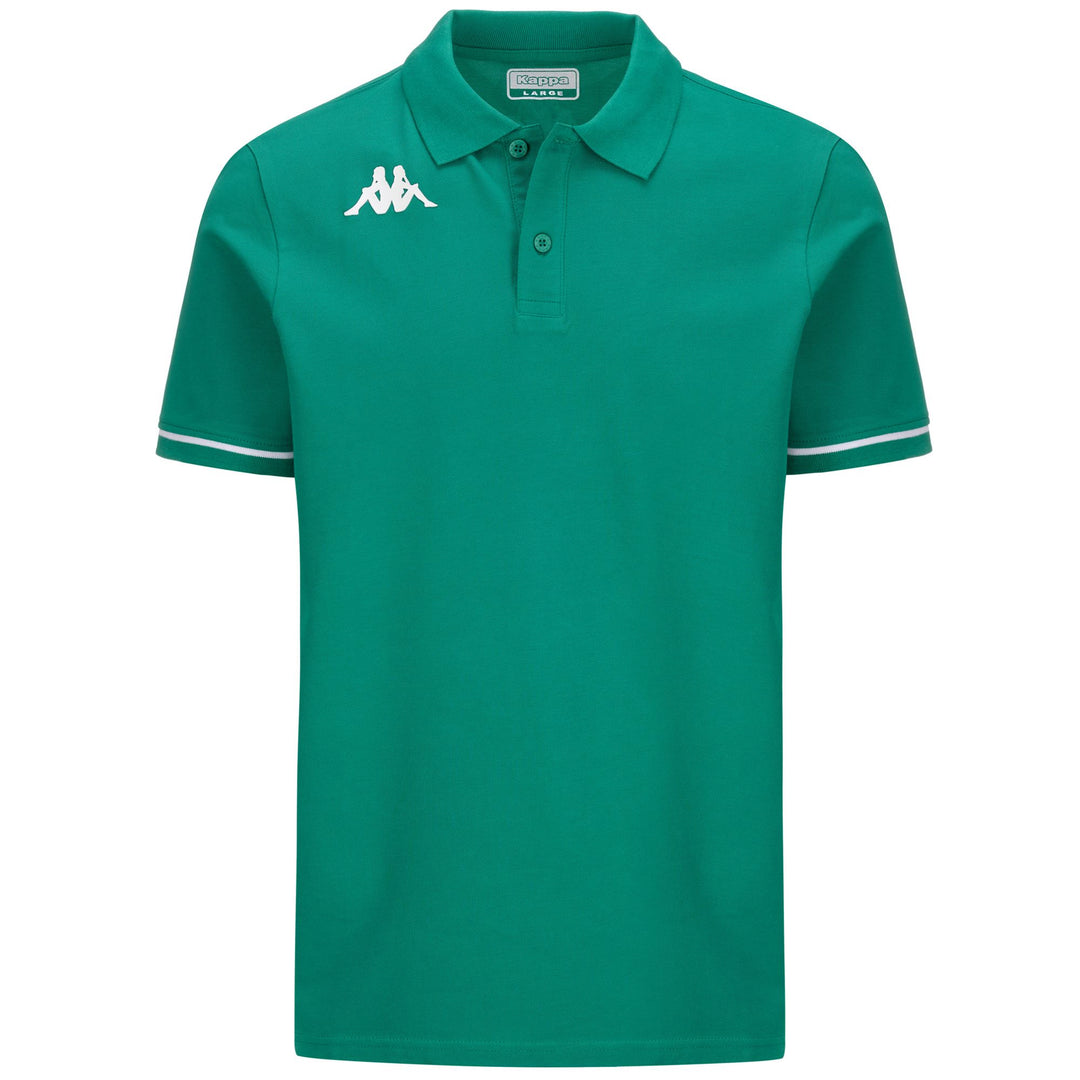 Green White Men's Training Polo Shirt in Piquè Fabric 01