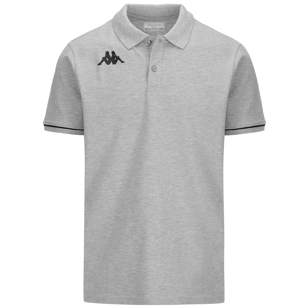 Grey Men's Training Polo Shirt with Ribbed Collar 01