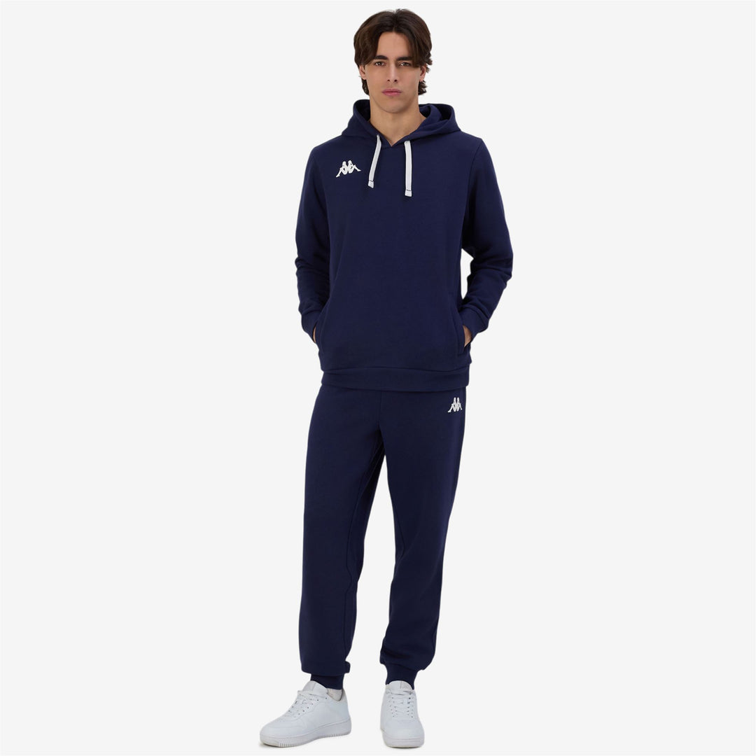 Sudadera con capucha de polar azul marino para hombre con bolsillos y puños acanalados main