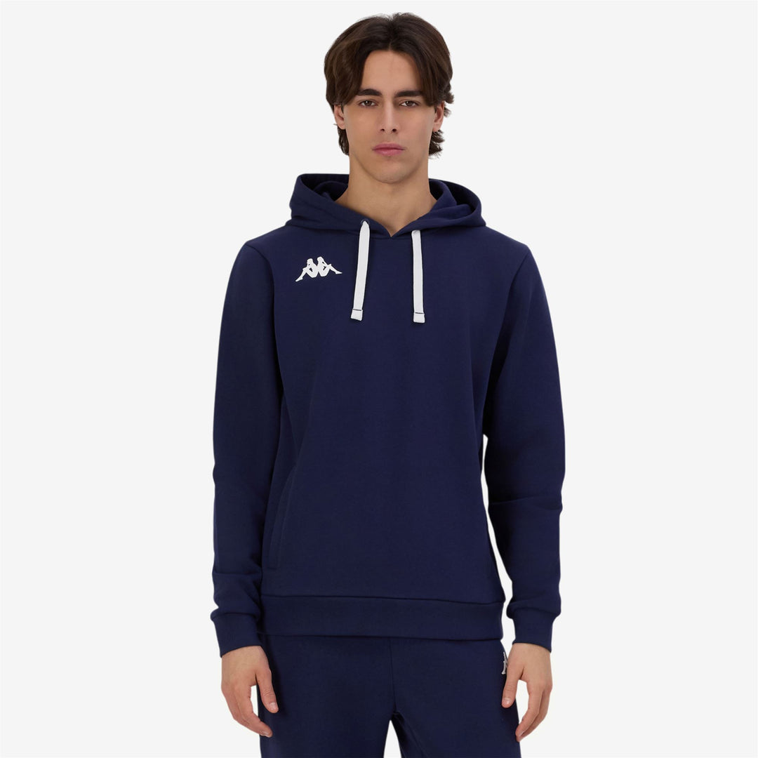 Sudadera con capucha de polar azul marino para hombre con bolsillos y puños acanalados main