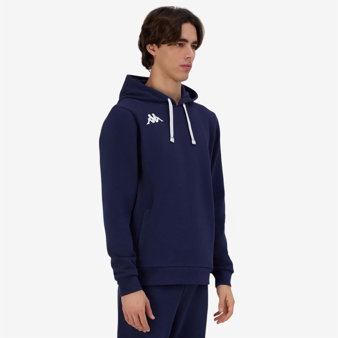 Marine blue Men's Fleece Hoodie with Pockets and Ribbed Cuffs main