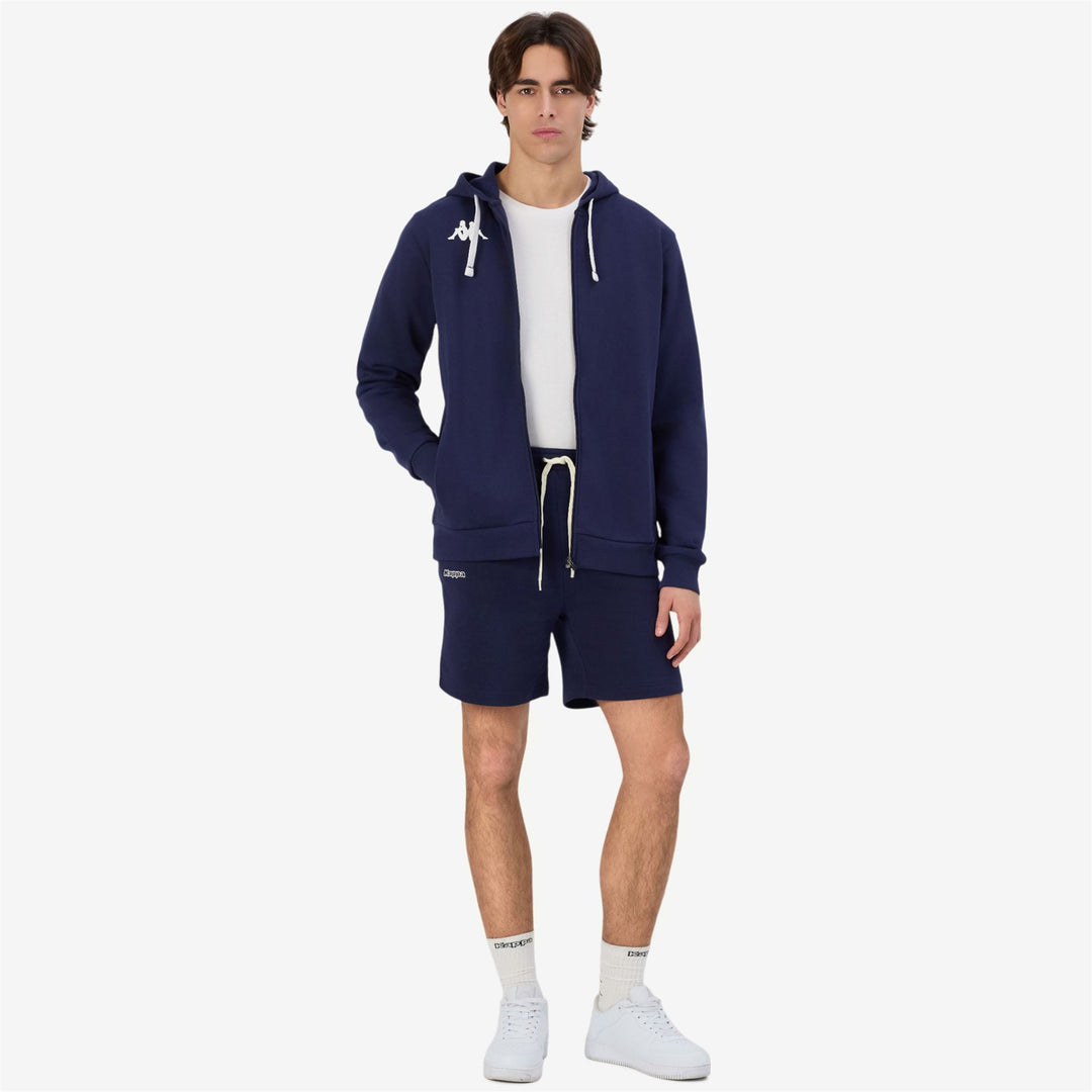Blue Men's Regular Fit Full Zip Hoodie in Brushed Fleece for Training 01