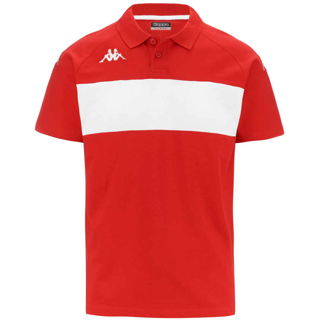 Red Men's Football Polo Shirt in Cotton 01