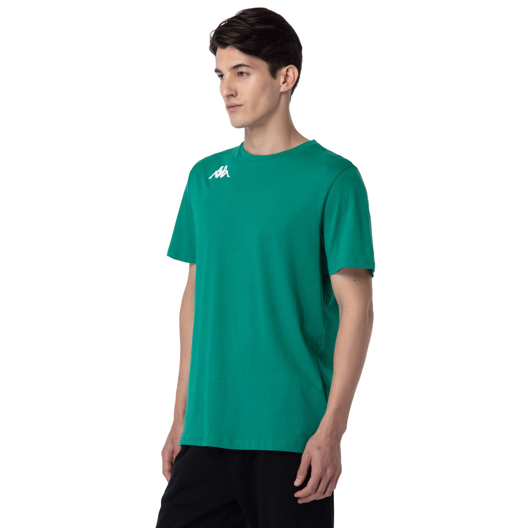 Camiseta de algodón verde para hombre de corte regular para entrenamiento main