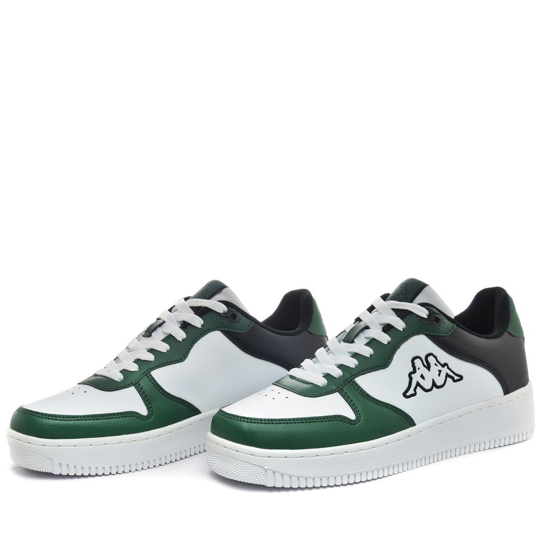 Zapatillas de senderismo unisex de corte bajo, blancas y verdes, con parte superior sintética 01