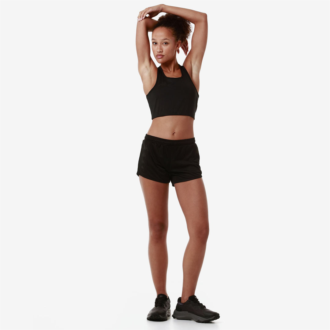 Black Women's Active Training Jersey Top in Skin Fit Design 01