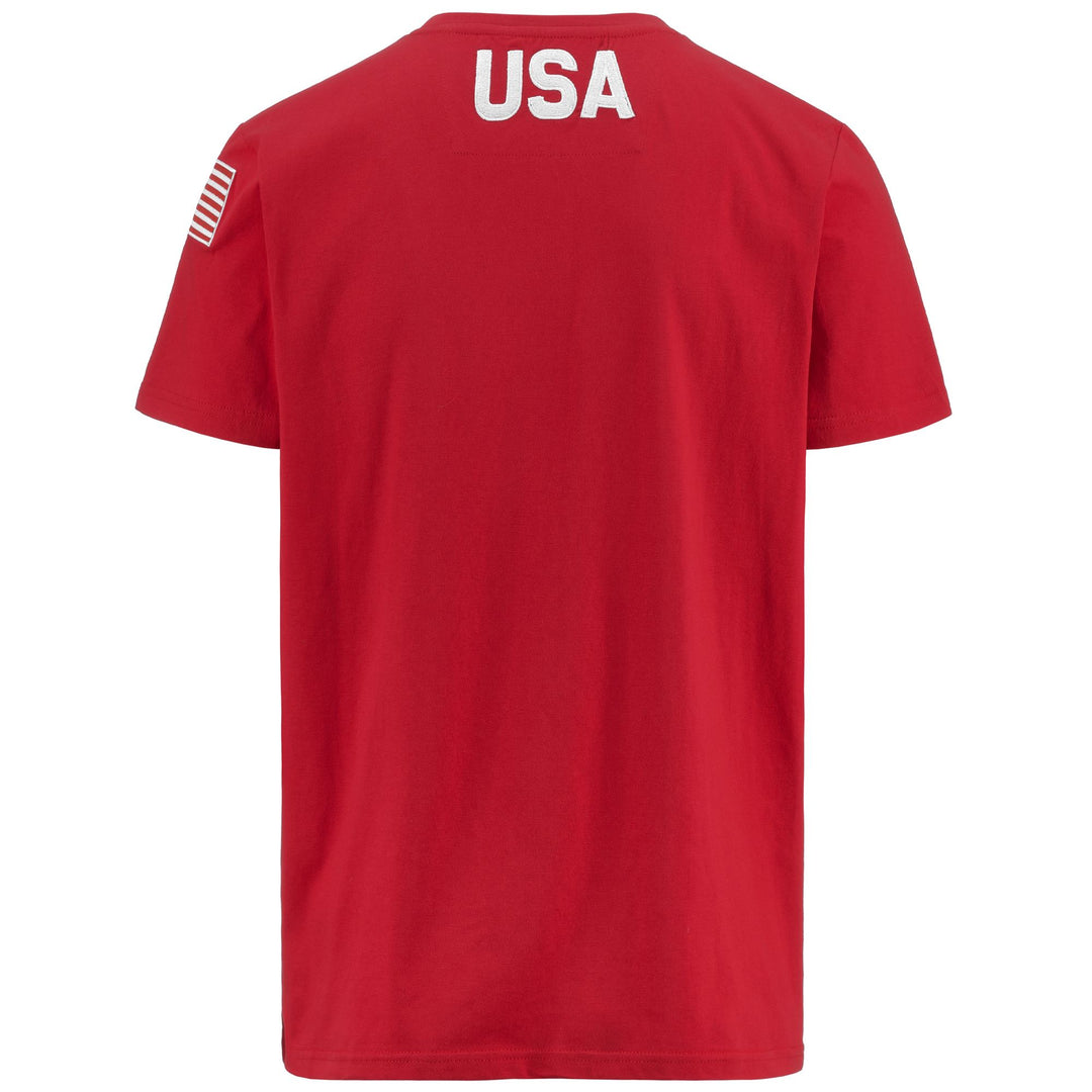 T-shirt de ski rouge pour homme, coupe classique, personnalisable avec le nom de votre équipe main