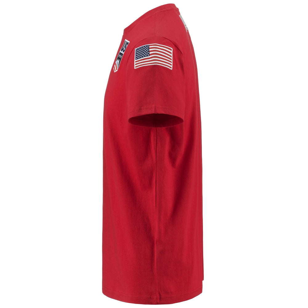 T-shirt de ski rouge pour homme, coupe classique, personnalisable avec le nom de votre équipe 02