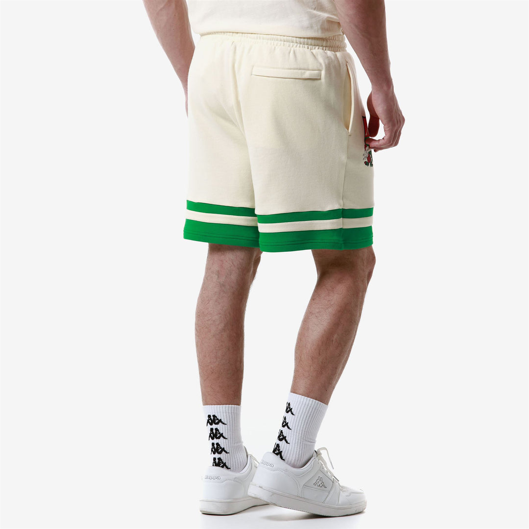 Shorts Man AUTHENTIC HERITAGE LAUSHON Sport  Shorts WHITE ANTIQUE - GREEN FERN Detail Double				