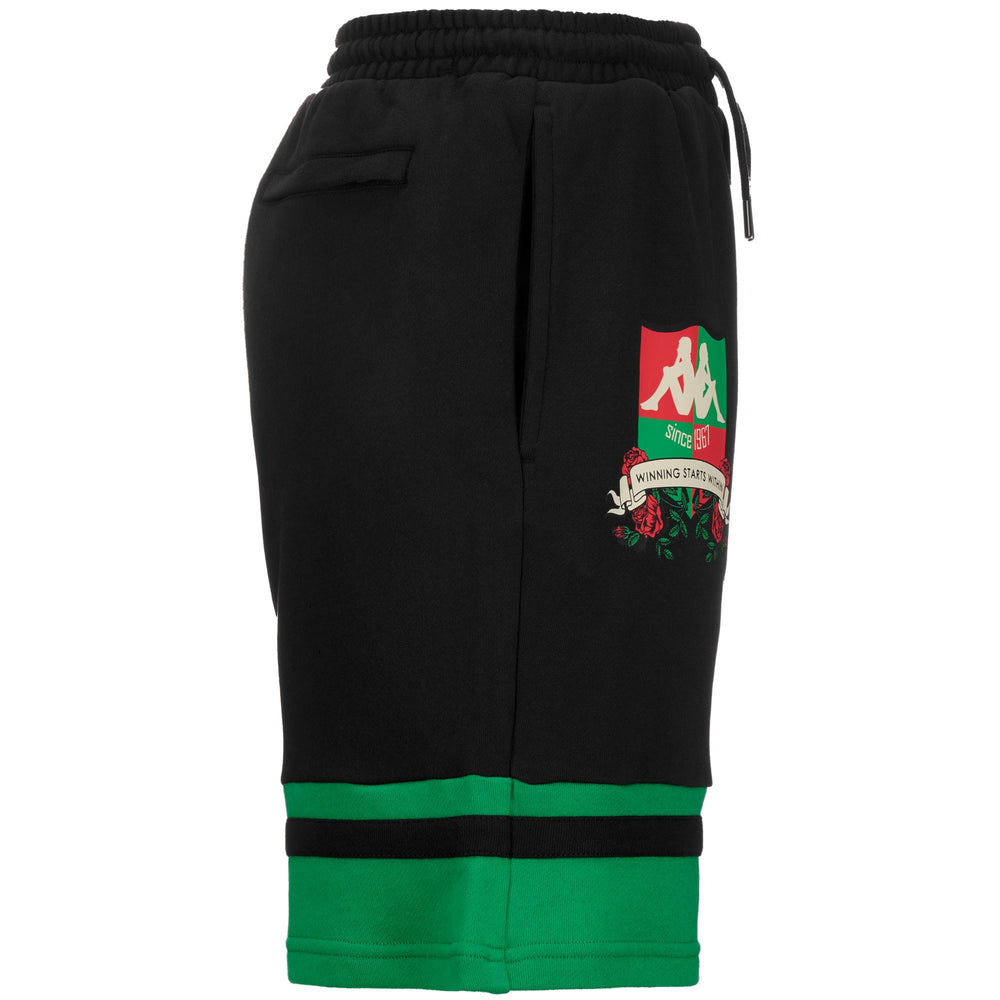 Shorts Man AUTHENTIC HERITAGE LAUSHON Sport  Shorts BLACK - GREEN FERN Dressed Front (jpg Rgb)	