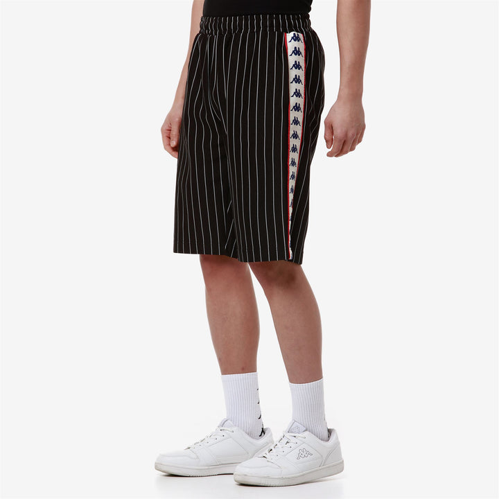 Shorts Man 222 BANDA LULLO Sport  Shorts BLACK-WHITE ANTIQUE-RED Dressed Front Double		