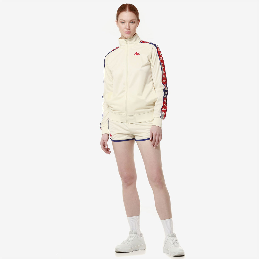 Shorts Woman 222 BANDA LOSILLEGT Sport  Shorts GRAPHIK TAPE WHITE ANTIQUE-RED-GREY Dressed Back (jpg Rgb)		