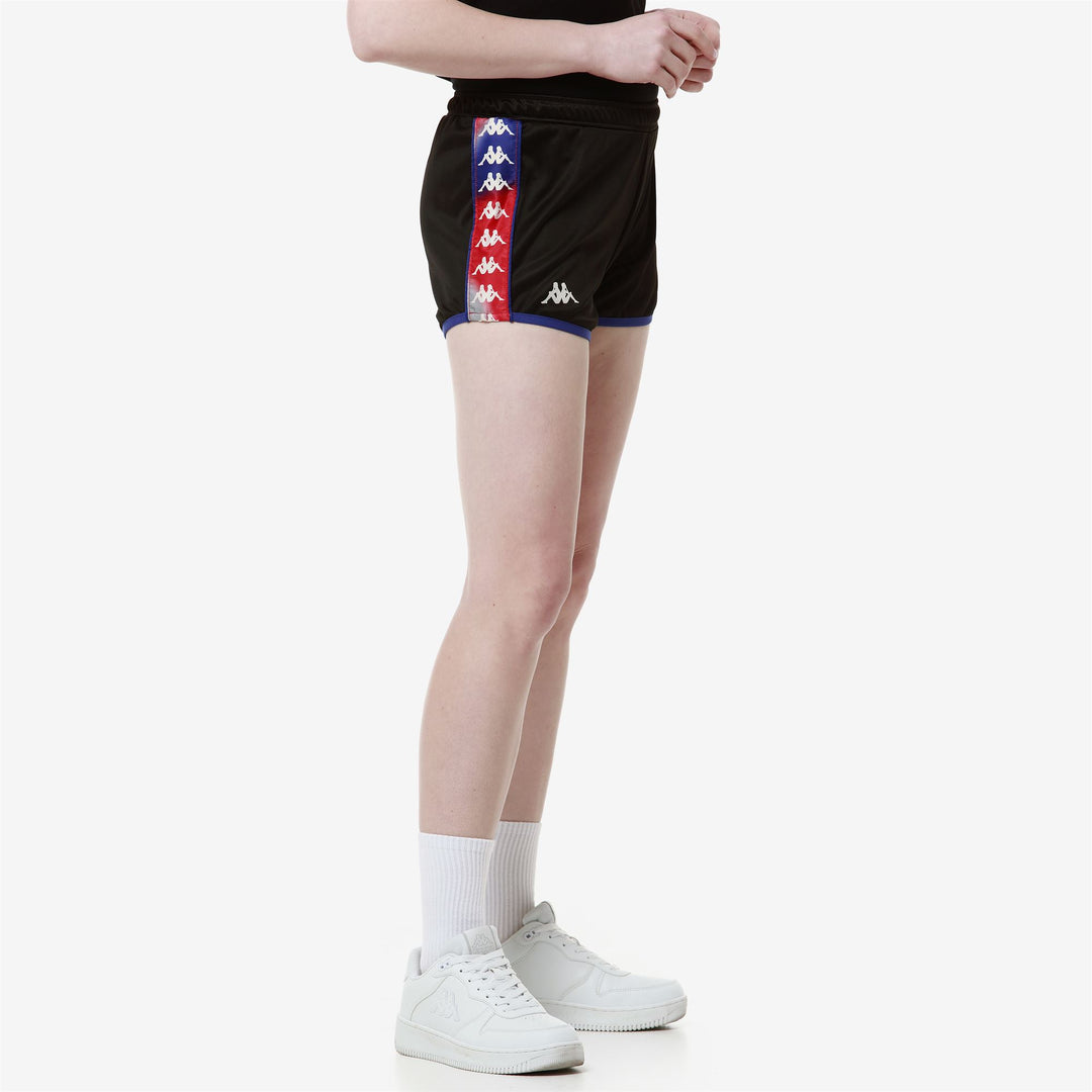 Shorts Woman 222 BANDA LOSILLEGT Sport  Shorts GRAPHIK TAPE BLACK-RED-BLUE ROYAL Dressed Front Double		