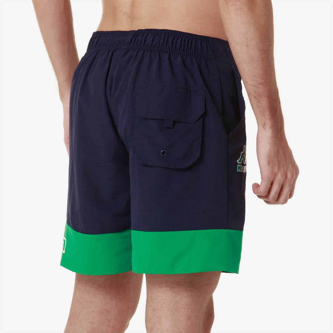 Bathing Suits Man LOGO FUXOM Swimming Trunk BLUE MEDIEVAL - GREEN BLARNEY Detail Double				