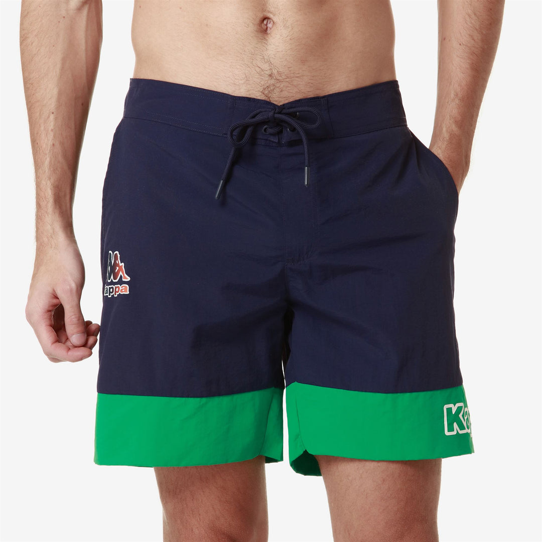 Costumi da Bagno da Allenamento Uomo Blu Verde con Coulisse Regolabile main