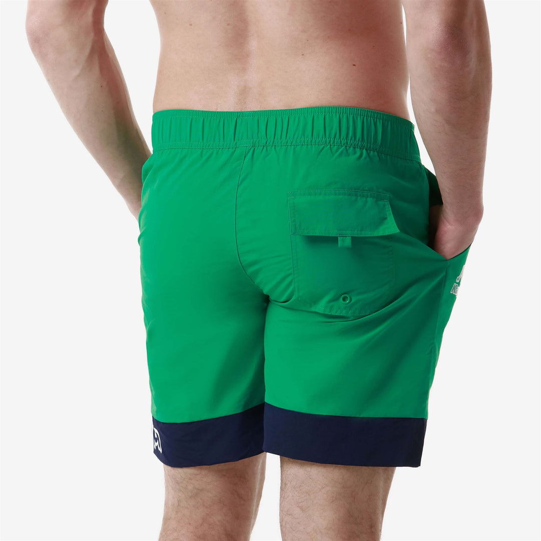 Bathing Suits Man LOGO FUXOM Swimming Trunk GREEN BLARNEY - BLUE MEDIEVAL Detail Double				