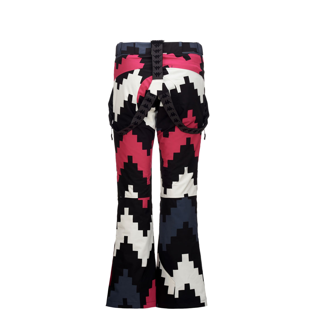 Pantalon de ski noir pour femme, coupe slim, imperméable, avec bretelles amovibles main