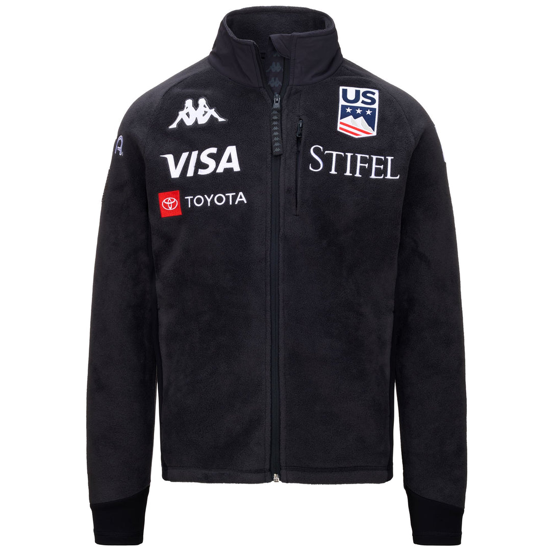 Forro polar azul para esquí de hombre, corte ajustado, con cuello cortavientos. 01