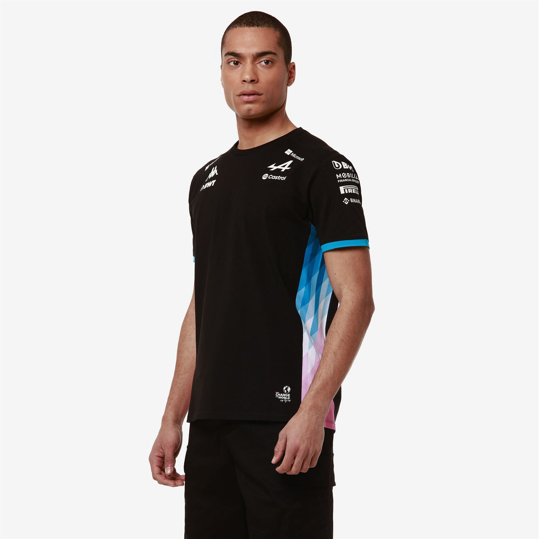T-ShirtsTop Man ADIRY ALPINE F1 T-Shirt BLACK - BLUE DRESDEN - PINK BEGONIA Dressed Front Double		