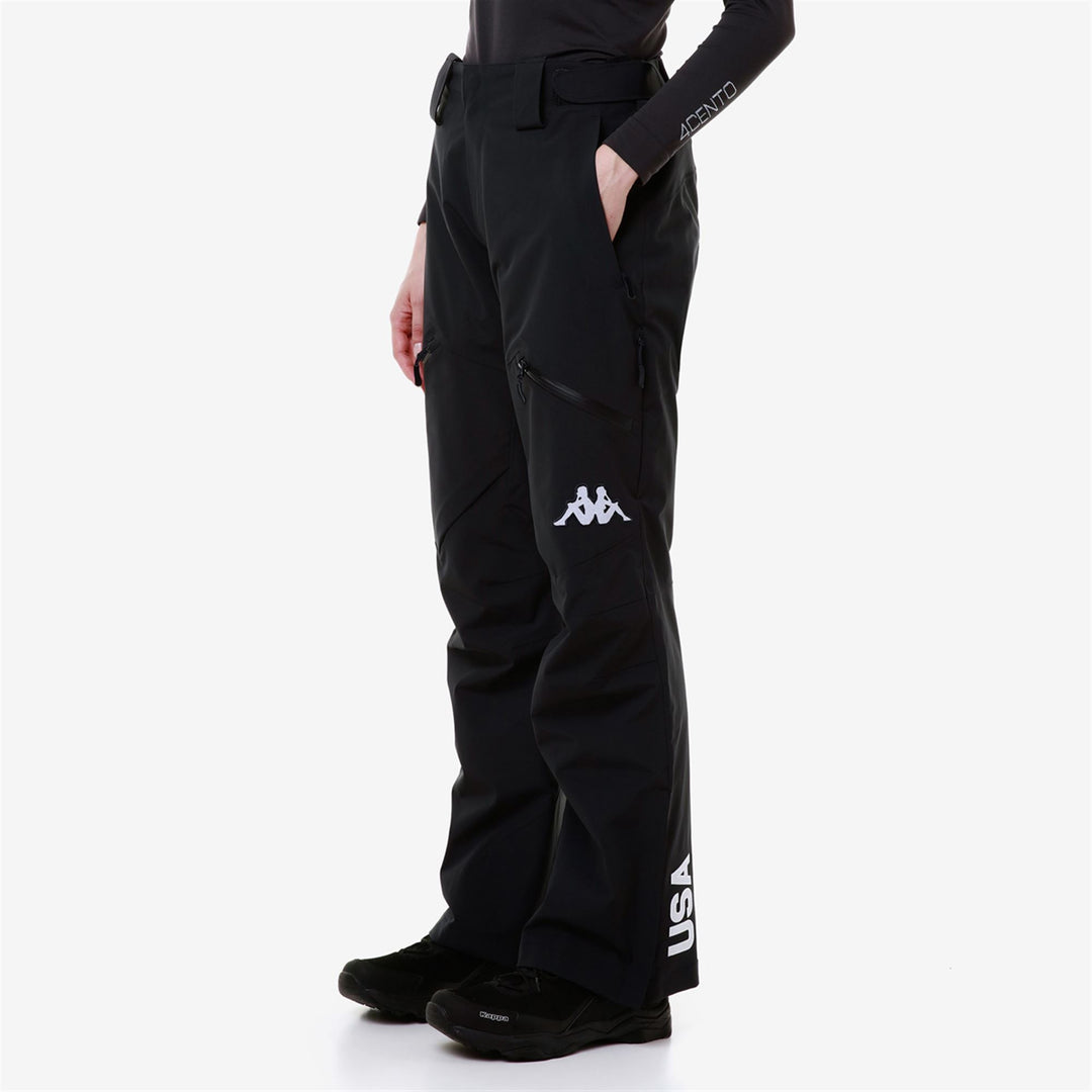 Pantalon de ski rembourré bleu pour femme, coupe slim, avec protection imperméable main
