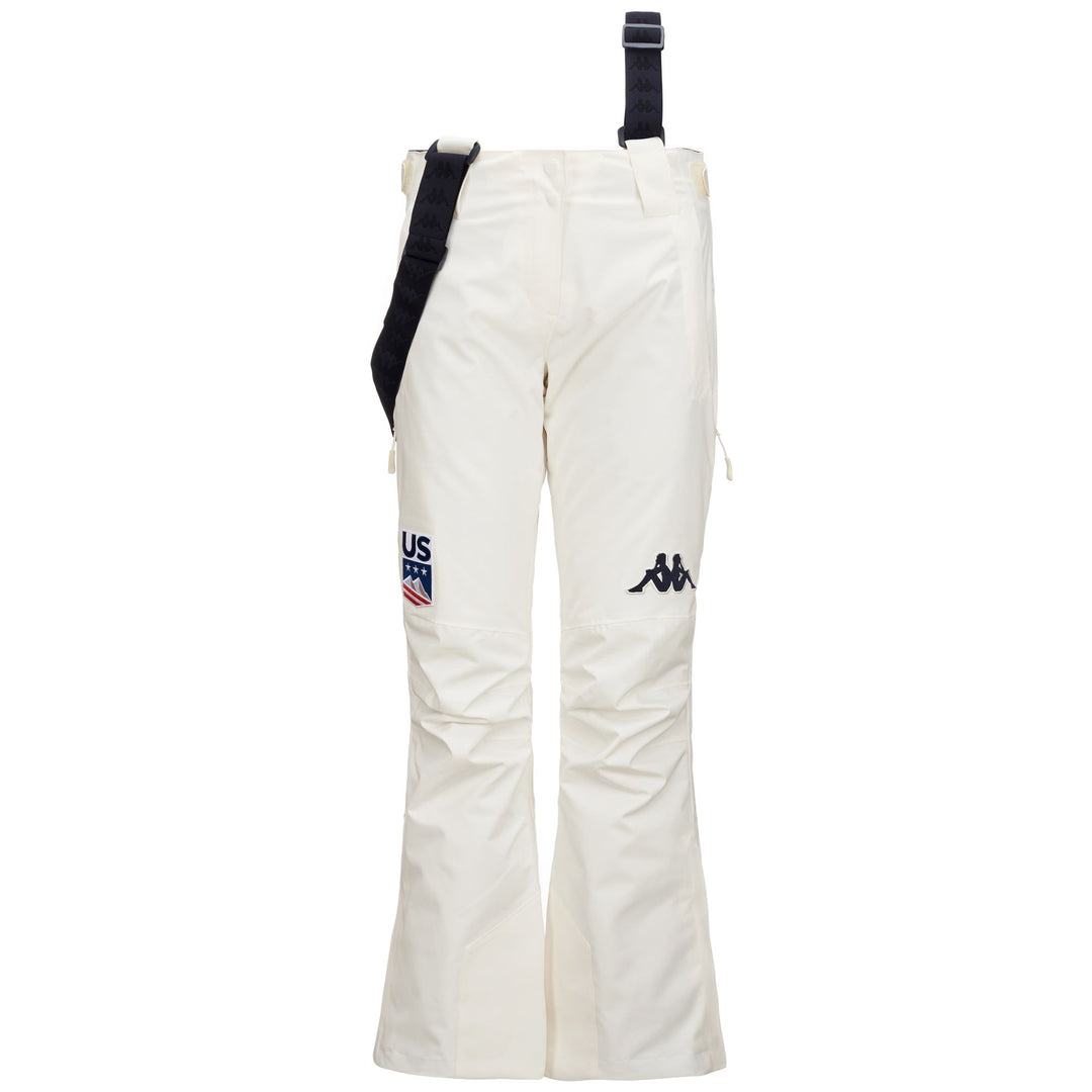 Pantalones de esquí blancos ajustados y acolchados para mujer con protección impermeable 01