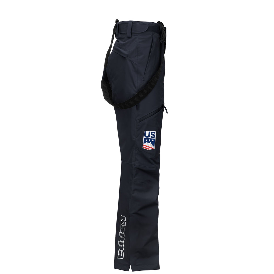 Pantalon de ski imperméable bleu pour homme, coupe slim, avec bretelles amovibles main