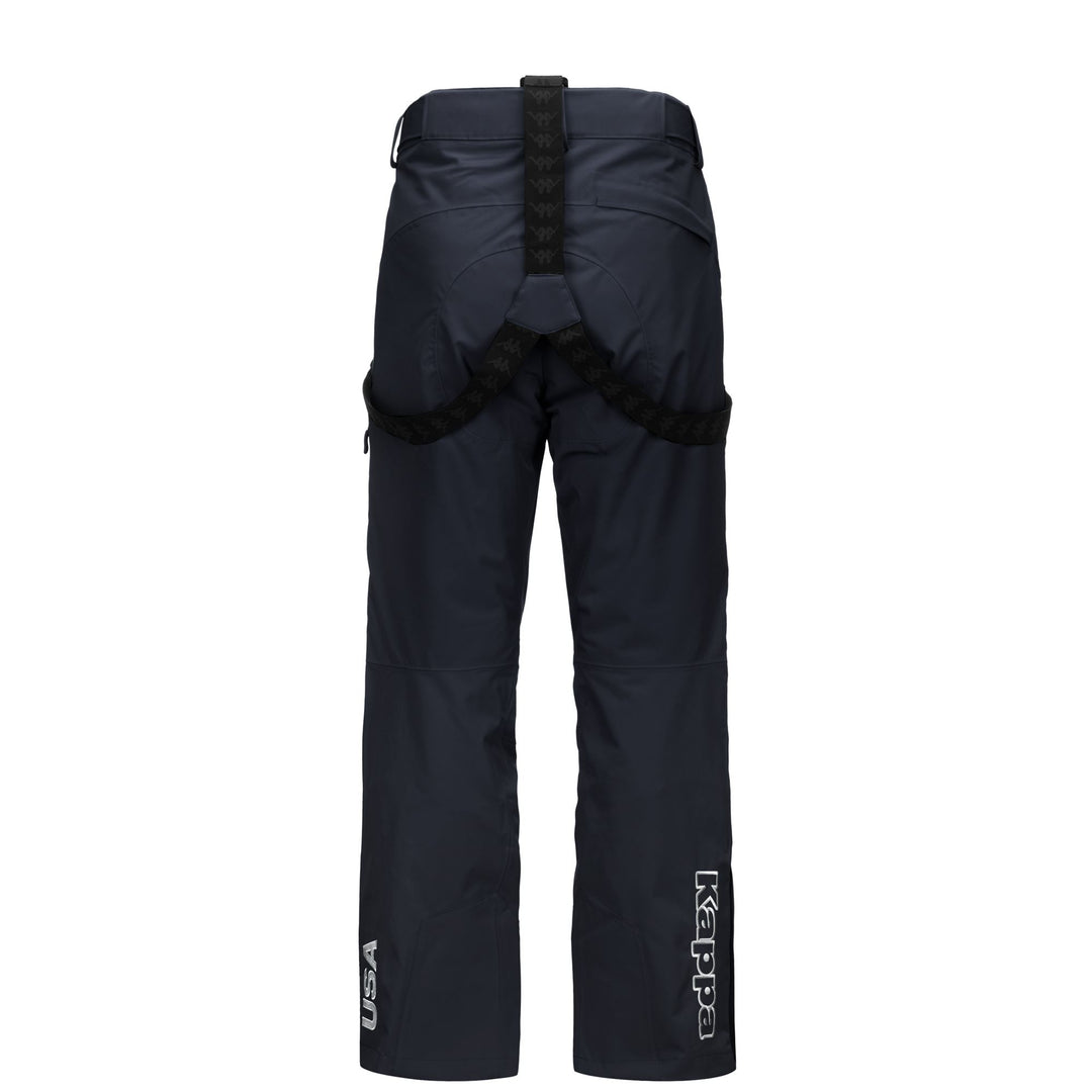 Pantalon de ski imperméable bleu pour homme, coupe slim, avec bretelles amovibles main